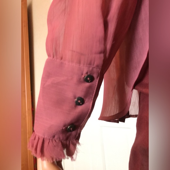 Free People dirty rose color blouse with front detailing. Size S. Like new - Picture 6 of 16